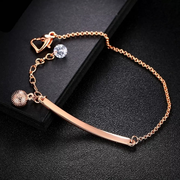 NEW Minimalist Rose Gold Bar Bracelet - Picture 8 of 10